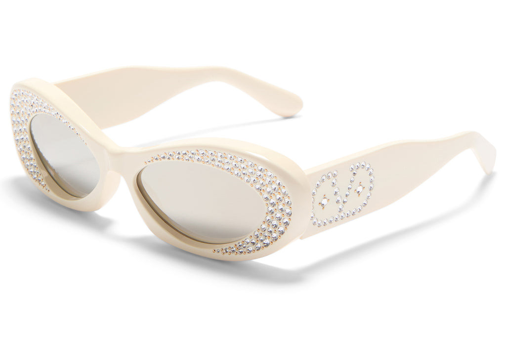 Valentino® Eyewear - VLS-178 Sunglasses Ivory & V-Light Gold with Mirror Silver Lenses