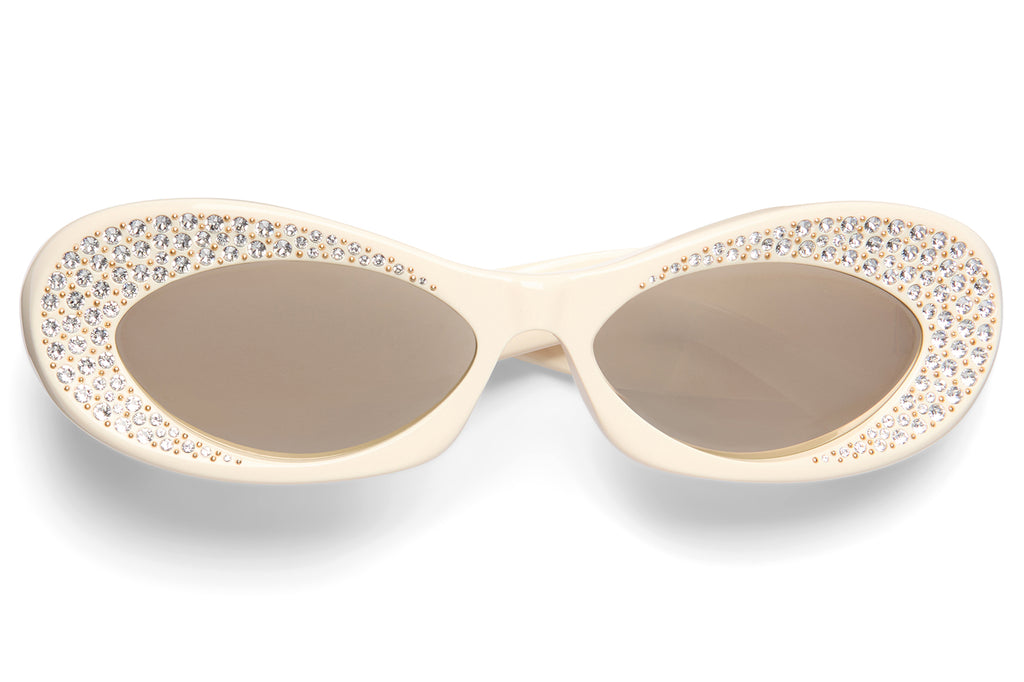 Valentino® Eyewear - VLS-178 Sunglasses Ivory & V-Light Gold with Mirror Silver Lenses