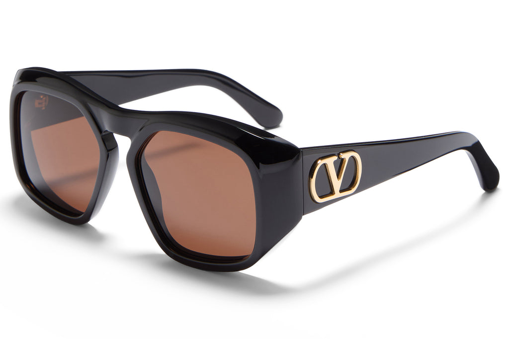 Valentino® Eyewear - VLS-179 Sunglasses Black & V-Light Gold with Dark Brown Lenses