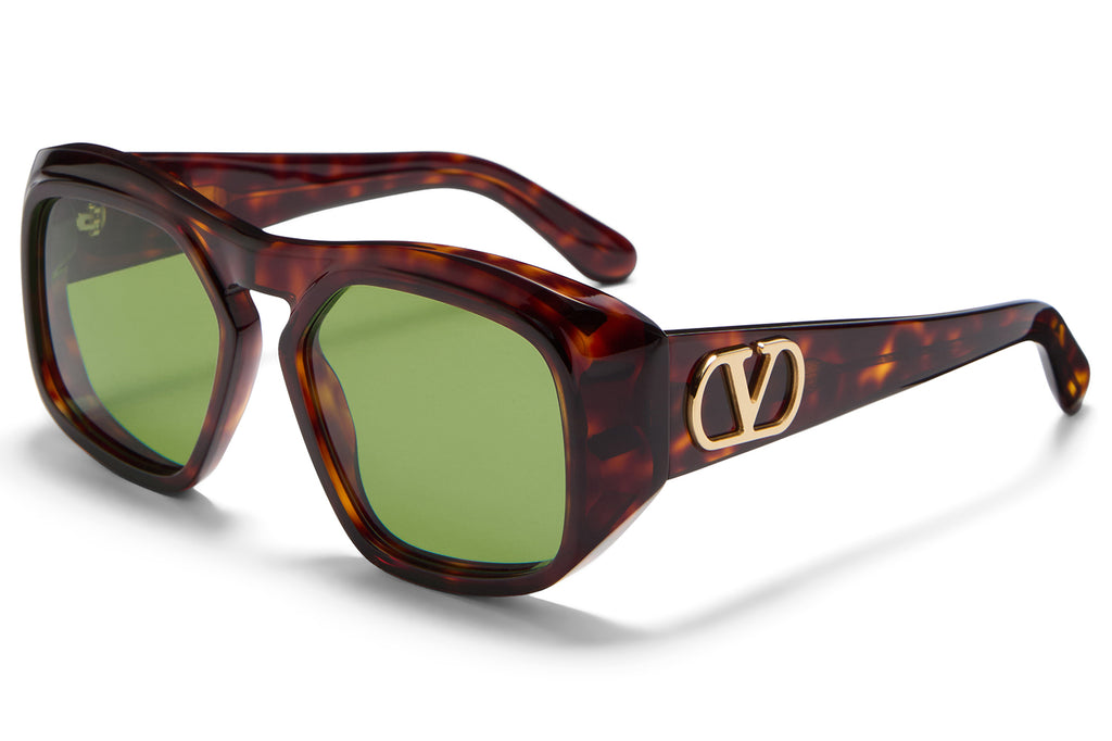 Valentino® Eyewear - VLS-179 Sunglasses Dark Havana & V-Light Gold with Green Lenses