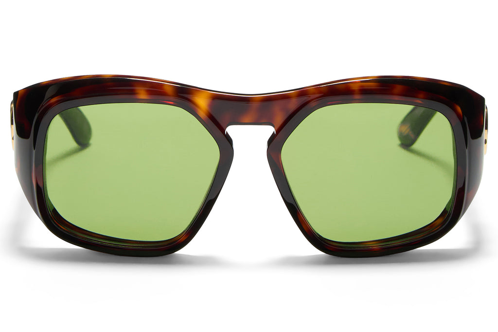 Valentino® Eyewear - VLS-179 Sunglasses Dark Havana & V-Light Gold with Green Lenses