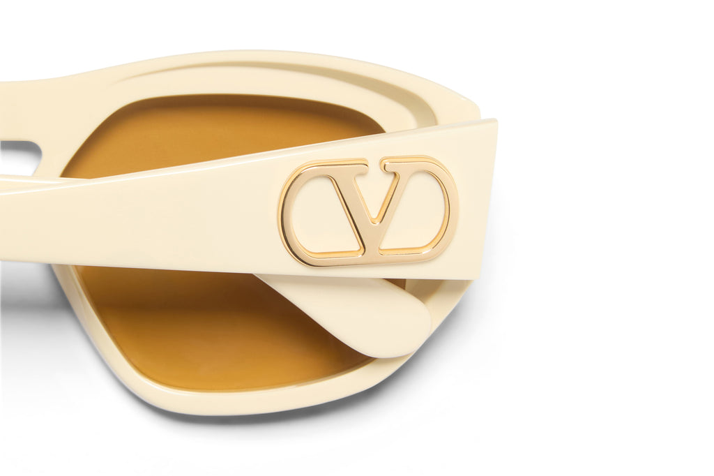 Valentino® Eyewear - VLS-179 Sunglasses Ivory & V-Light Gold with Amber Lenses