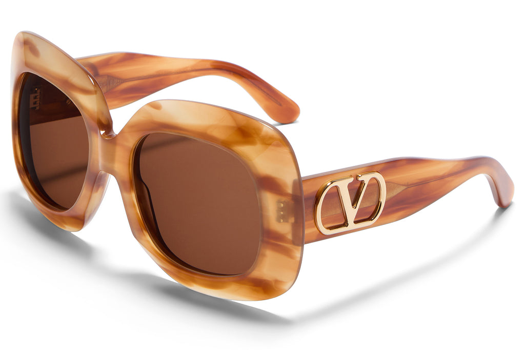 Valentino® Eyewear - VLS-180 Sunglasses Light Havana & V-Light Gold with Dark Brown Lenses