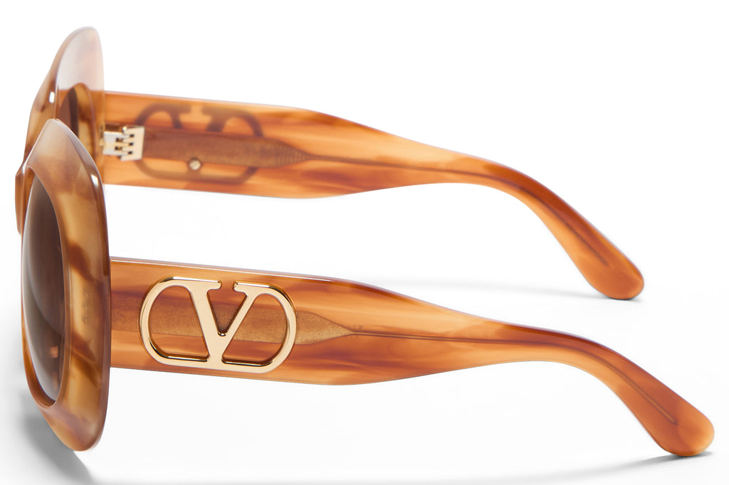 Valentino® Eyewear - VLS-180 Sunglasses Light Havana & V-Light Gold with Dark Brown Lenses