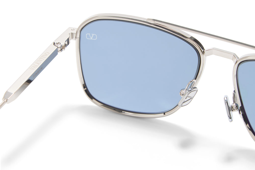 Valentino® Eyewear - V-Lstory II Sunglasses Silver with Sky Blue Lenses