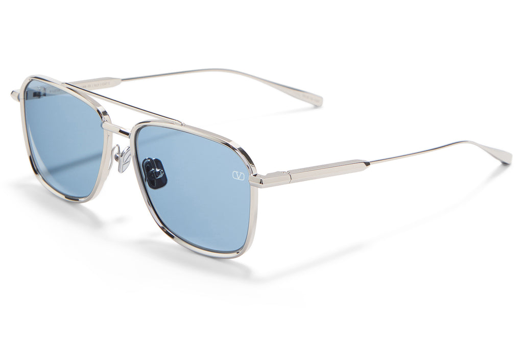 Valentino® Eyewear - V-Lstory II Sunglasses Silver with Sky Blue Lenses