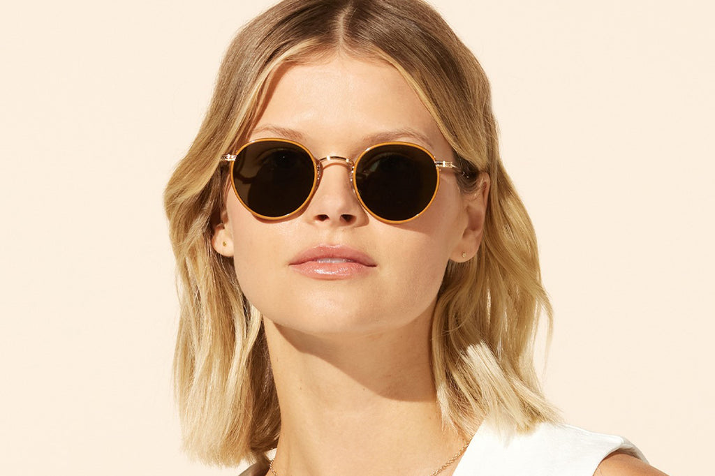 Garrett Leight - Wilson Sunglasses Caramel-Gold with Semi-Flat Pure G15 Lenses