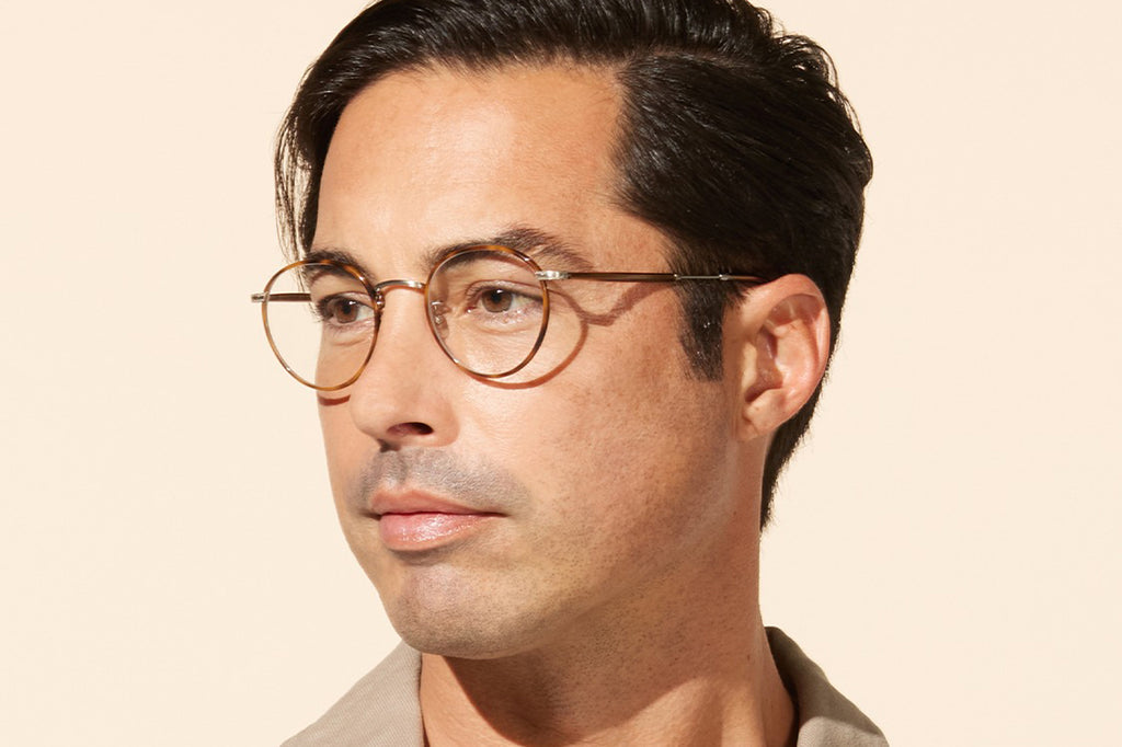 Garrett Leight - Wilson Eyeglasses Honeycomb Tortoise-Pewter-Khaki Tortoise