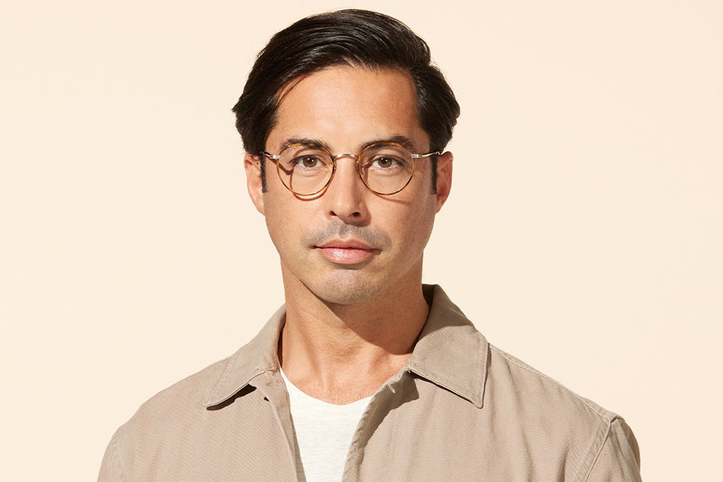 Garrett Leight - Wilson Eyeglasses Honeycomb Tortoise-Pewter-Khaki Tortoise