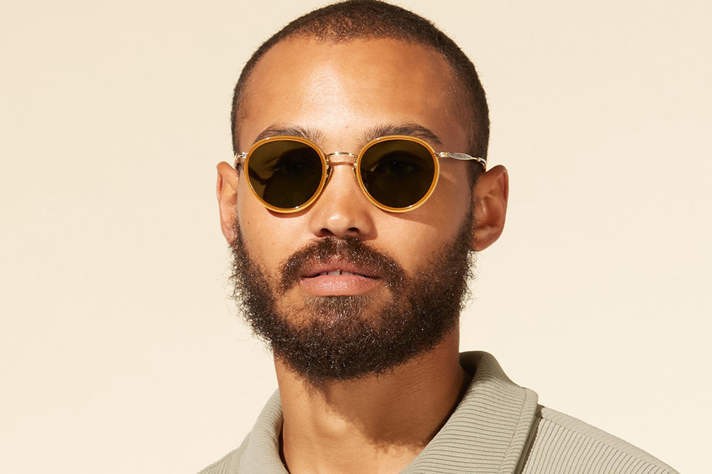 Garrett Leight - Wilson X Sunglasses Summer Sun-Gold with Semi-Flat Pure Green Lenses