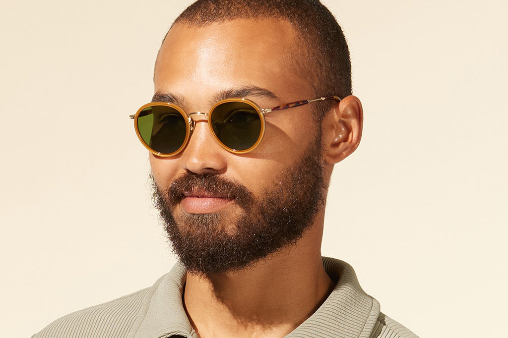 Garrett Leight - Wilson X Sunglasses Summer Sun-Gold with Semi-Flat Pure Green Lenses