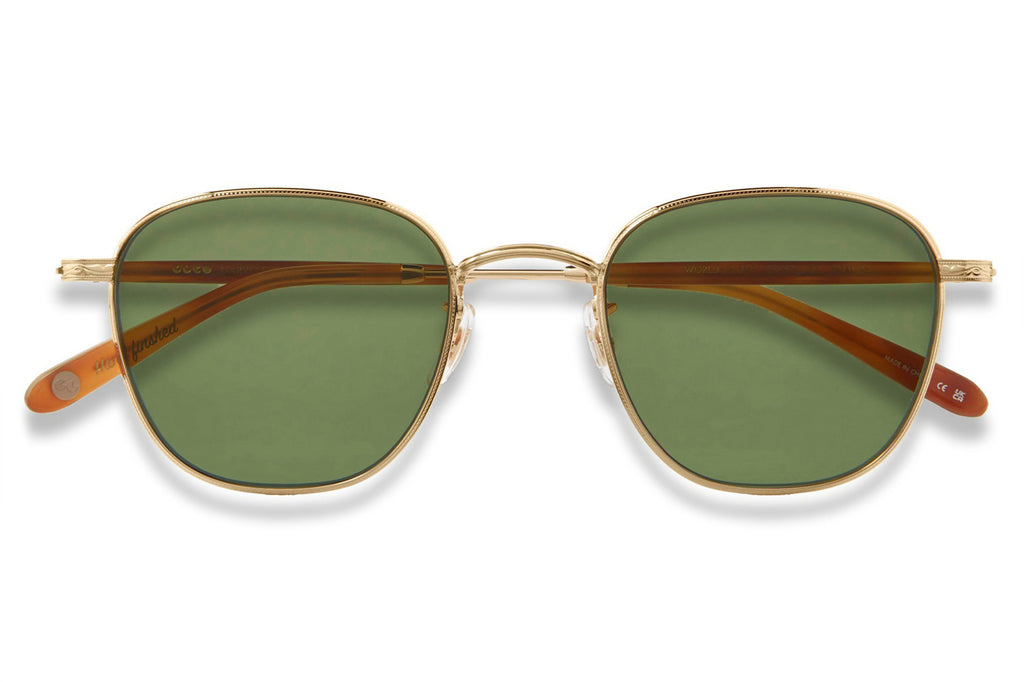 Garrett Leight - World Sunglasses Gold-Ember Tortoise with Semi-Flat Green Lenses