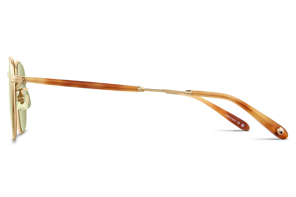 Garrett Leight - World Sunglasses Gold-Ember Tortoise with Semi-Flat Green Lenses