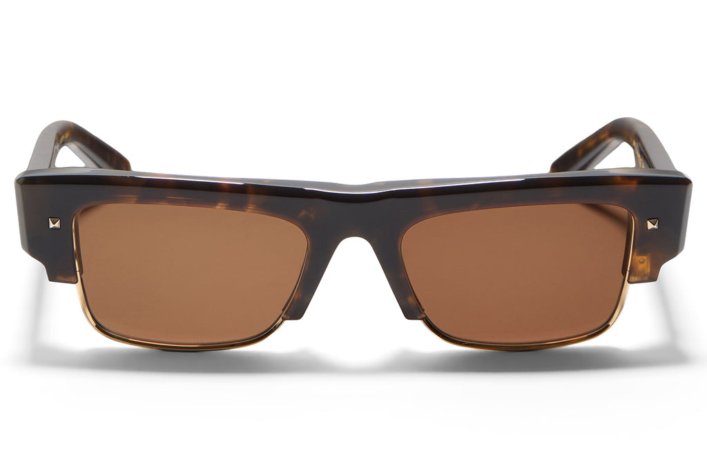 Valentino® Eyewear - XI Sunglasses Brown Tortoise & V-Light Gold with Dark Brown Lenses