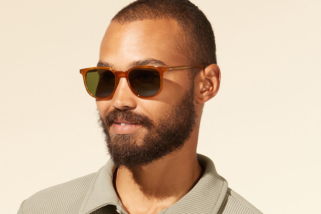 Garrett Leight - Bentley Sunglasses Butterscotch with Green Polar Lenses