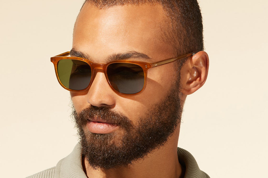 Garrett Leight - Bentley Sunglasses Butterscotch with Green Polar Lenses