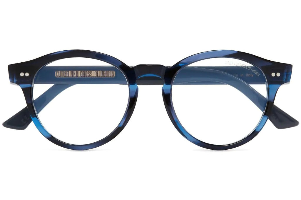 Cutler & Gross - 1378 (Small) Eyeglasses Striped Blue Havana on Powder Blue