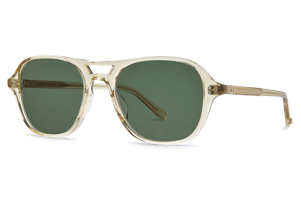 Garrett Leight - Doc Sunglasses Champagne with Semi-Flat Emerald Lenses