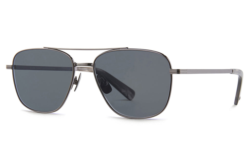 Garrett Leight - El Capitan Sunglasses Pewter-Black Sleet Tortoise with Semi-Flat Navy Polar Lenses