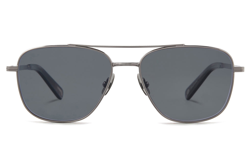 Garrett Leight - El Capitan Sunglasses Pewter-Black Sleet Tortoise with Semi-Flat Navy Polar Lenses