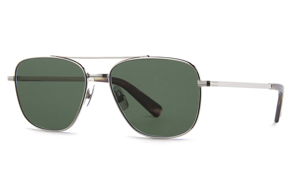 Garrett Leight - El Capitan Sunglasses Silver-Douglas Fir with Semi-Flat Emerald Polar Lenses