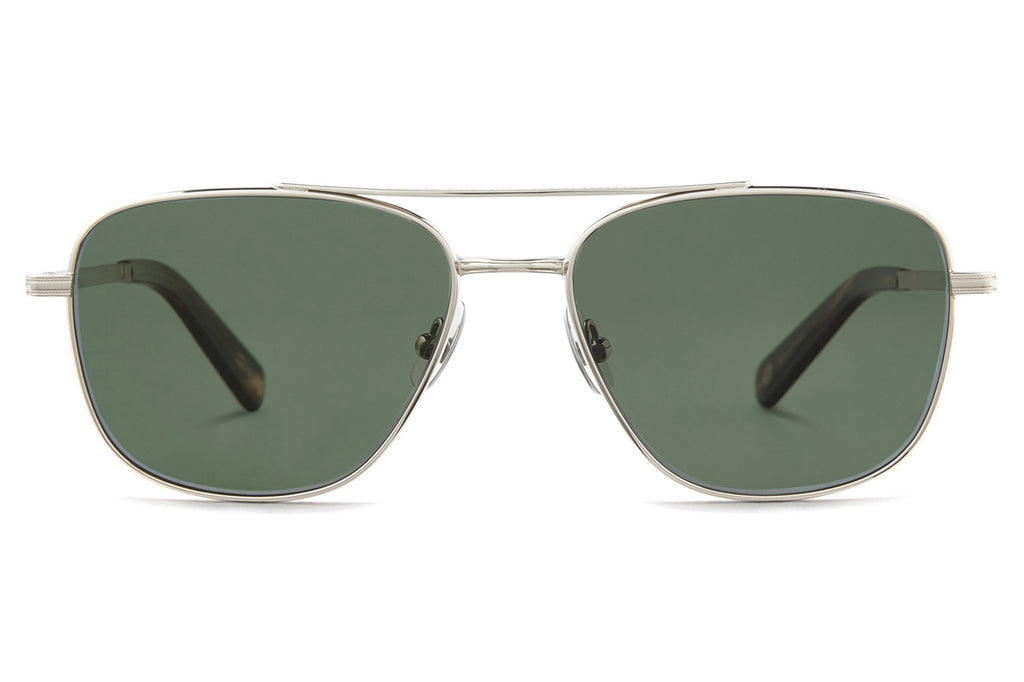 Garrett Leight - El Capitan Sunglasses Silver-Douglas Fir with Semi-Flat Emerald Polar Lenses