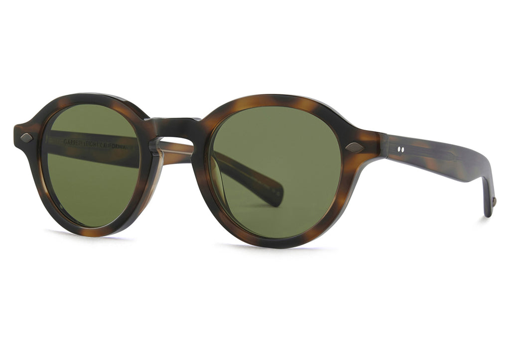 Garrett Leight - Flipper Sunglasses Spotted Brown Shell with Semi-Flat Pure Green Lenses