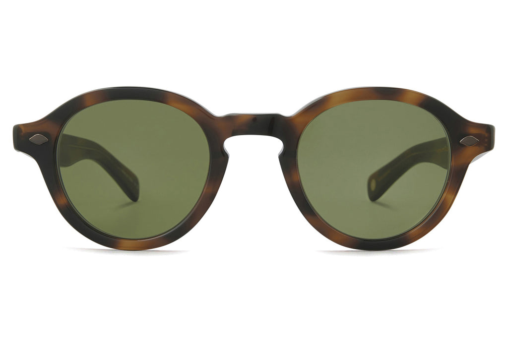 Garrett Leight - Flipper Sunglasses Spotted Brown Shell with Semi-Flat Pure Green Lenses