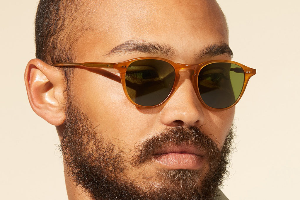 Garrett Leight - Hampton Sunglasses Butterscotch with Semi-Flat Pure Green Lenses