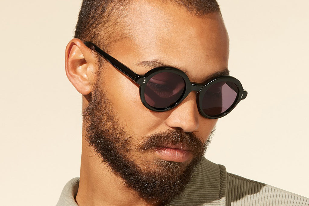 Garrett Leight - Julien Sunglasses Black with Semi-Flat Blackberry Lenses