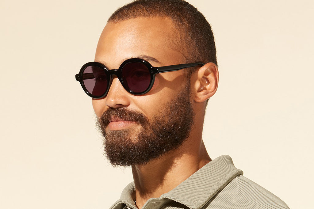 Garrett Leight - Julien Sunglasses Black with Semi-Flat Blackberry Lenses