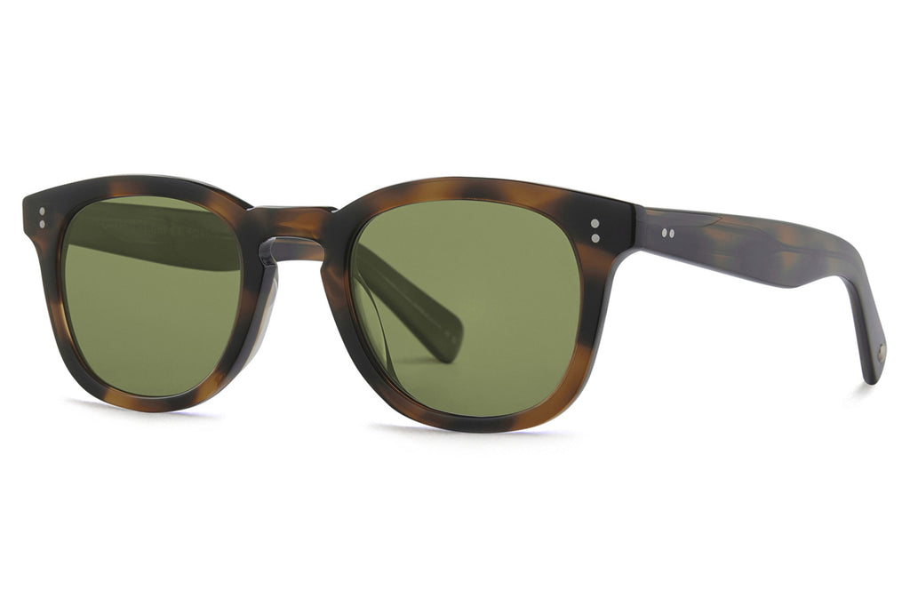 Garrett Leight - Kinney II Sunglasses Spotted Brown Shell with Semi-Flat Pure Green Polar Lenses