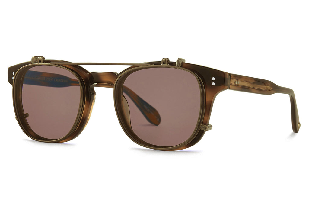 Garrett Leight - Langley Clip On Shades Antique Gold with Bordeaux Lenses