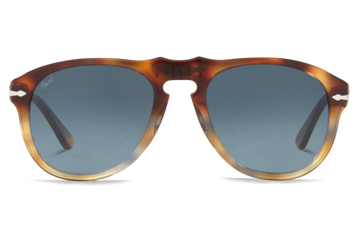 Persol PO0649 Sunglasses Specs Collective Spotted Brown Tortoise with Azure Gradient Blue Lenses 1158Q8 54mm